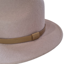 Load image into Gallery viewer, A pink timeless Fedora, with a sewn brim and made from 100% Australian wool