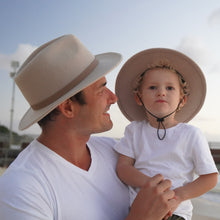 Load image into Gallery viewer, A brown timeless Fedora, with a sewn brim and made from 100% Australian wool