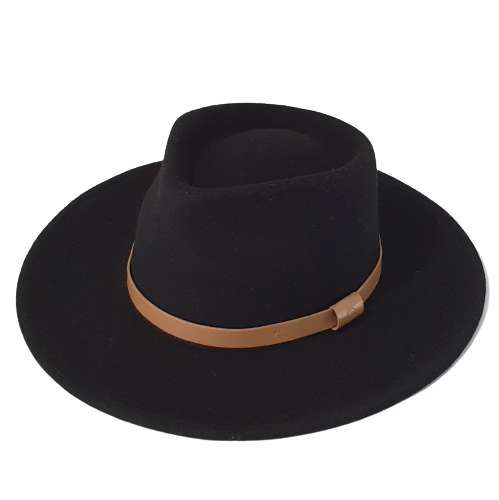 A wide sewn brim and made from 100% Australian wool this is a cowboy style hat