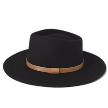 Load image into Gallery viewer, A black wide sewn brim and made from 100% Australian wool this is a cowboy style hat