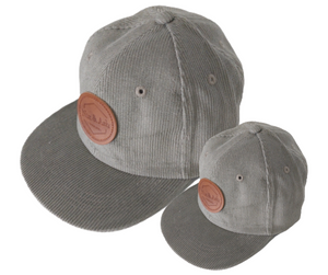 Matching children and adult cotton corduroy cap featuring a leather Nix & Ash logo patch