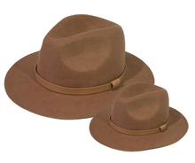 Load image into Gallery viewer, Matching brown unisex oval shaped Australian wool hat classic style and look.
