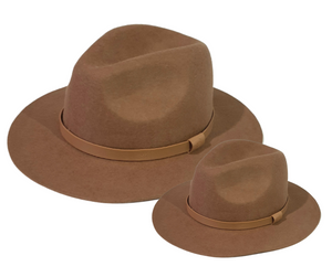 Matching brown unisex oval shaped Australian wool hat classic style and look.