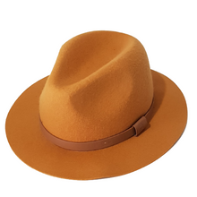 Load image into Gallery viewer, Mustard unisex oval shaped Australian wool hat that suits any occasion, classic style and look.