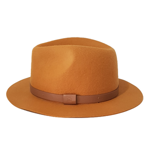 Mustard unisex oval shaped Australian wool hat that suits any occasion, classic style and look.