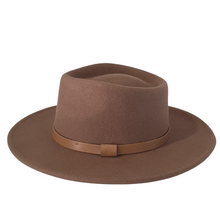 Load image into Gallery viewer, Brown wide sewn brim and made from 100% Australian wool this is a cowboy style hat for children and adults