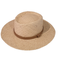 Load image into Gallery viewer, Raffia straw oval shaped, wide brim Australian wool hat, perfect for summer, matching adult and child combo