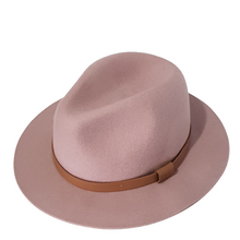 Load image into Gallery viewer, Matching pink womens oval shaped Australian wool fedora classic style and look.