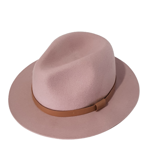 Pink womens oval shaped Australian wool hat that suits any occasion, classic style and look.