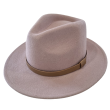 Load image into Gallery viewer, A pink timeless Fedora, with a sewn brim and made from 100% Australian wool
