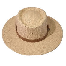 Load image into Gallery viewer, Raffia straw oval shaped, wide brim Australian wool hat, perfect for summer, matching adult and child combo