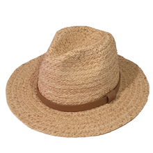 Load image into Gallery viewer, Raffia straw oval shaped Australian wool hat, perfect for summer, classic style and look.