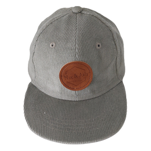 Matching children and adult cotton corduroy cap featuring a leather Nix & Ash logo patch