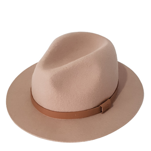 Matching brown mens and womens oval shaped Australian wool fedora classic style and look.