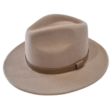 Load image into Gallery viewer, A brown timeless Fedora, with a sewn brim and made from 100% Australian wool