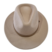 Load image into Gallery viewer, A brown timeless Fedora, with a sewn brim and made from 100% Australian wool