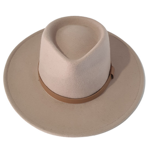 A light colour wide sewn brim and made from 100% Australian wool this is a cowboy style hat