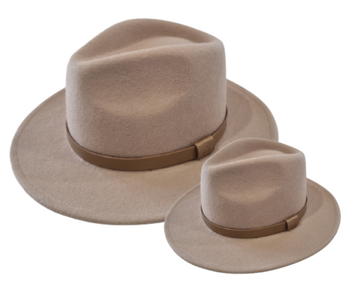 A brown timeless Fedora, with a sewn brim and made from 100% Australian wool. Matching hats
